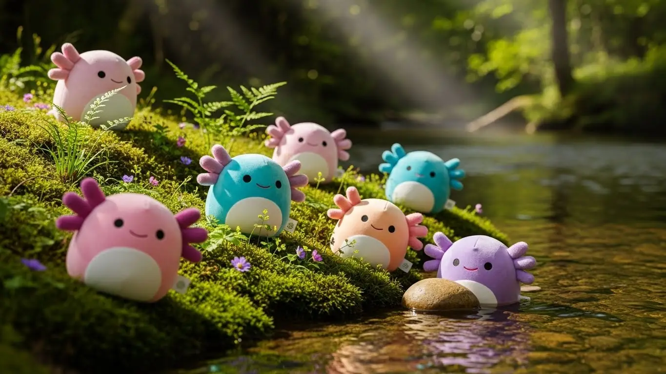 Pink axolotl squishmallow plush toy
