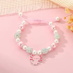 cute axolotl bracelet gift for girls pink birthday jewelry for kids